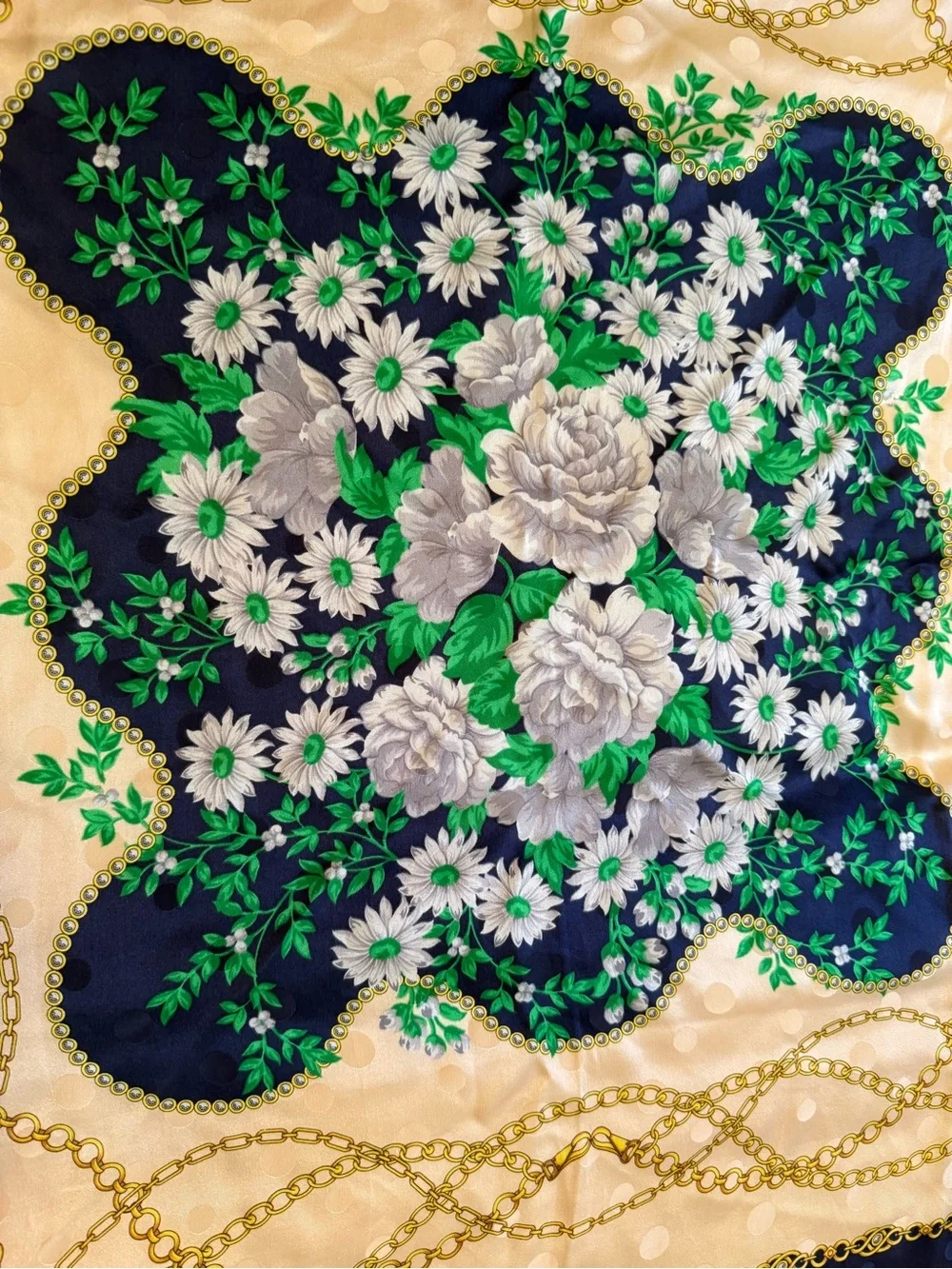 Vintage Basile 100% Silk Scarf Floral &Gold Made in Italy